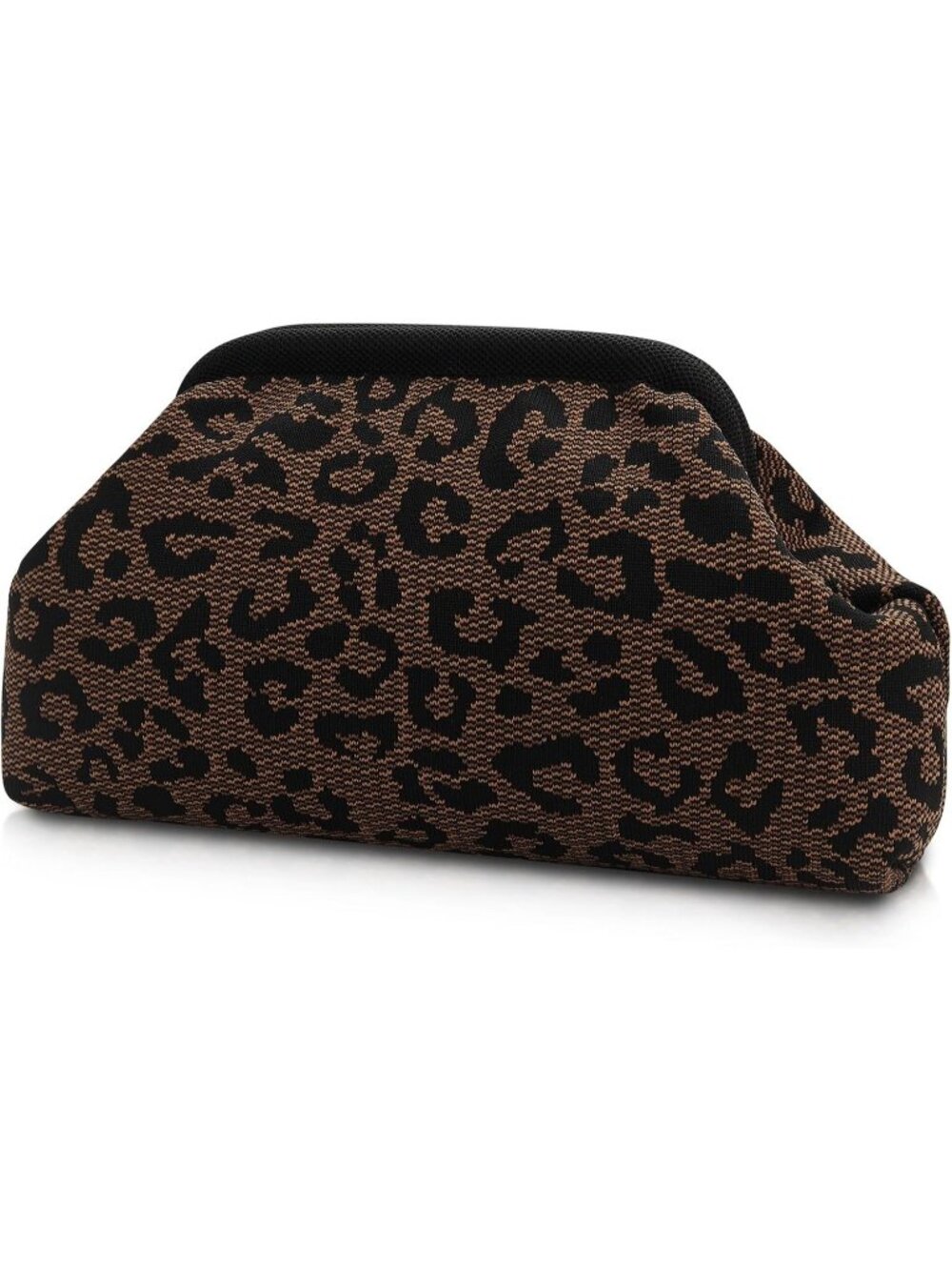 Women's F Black Brown Woven Clutch Purse Striped Dumpling Crochet Beach Handbag
